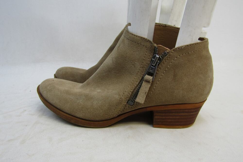 Lucky Brand Womens Size 6.5 M Brown Suede Zip Ankle Fashion Boots